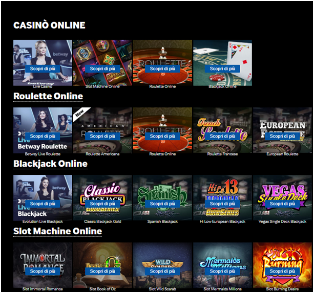 
betway italia casino per giocare alle slot machine