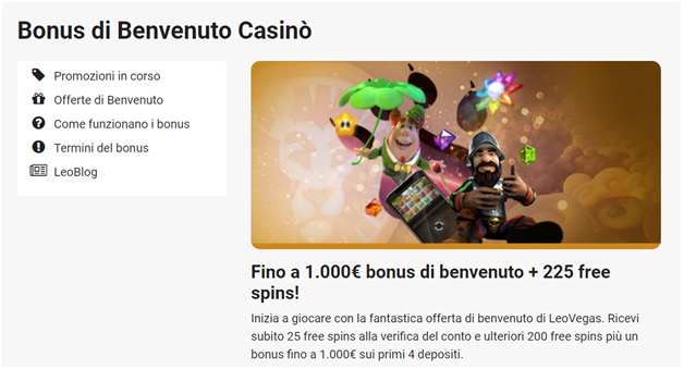 Leo vegas Bonus Senza Deposito Immediato